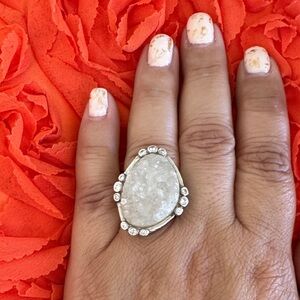 Elegant Silver and White Stone Ring